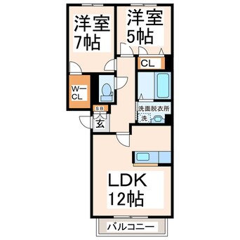 間取図 熊本都市バス（熊本市）/江津三丁目 徒歩1分 2階 築14年