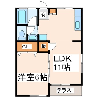 間取図 熊本都市バス（熊本市）/健軍本通り 徒歩3分 1階 築39年