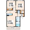 ドエルコート 2LDKの間取り