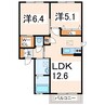 産交バス（熊本市）/御領 徒歩4分 2階 築14年 2LDKの間取り