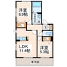 サンリッチ 2LDKの間取り