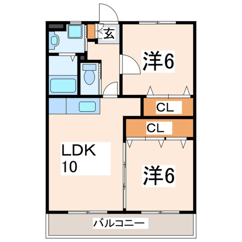 間取図 産交バス（熊本市）/東部出張所前 徒歩4分 1階 築21年