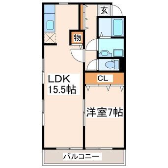 間取図 熊本都市バス（熊本市）/新外中通り 徒歩2分 1階 築17年