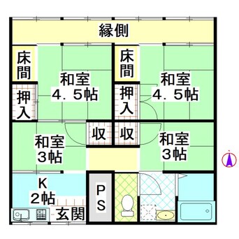 間取図 荒殿天神貸家（平屋）