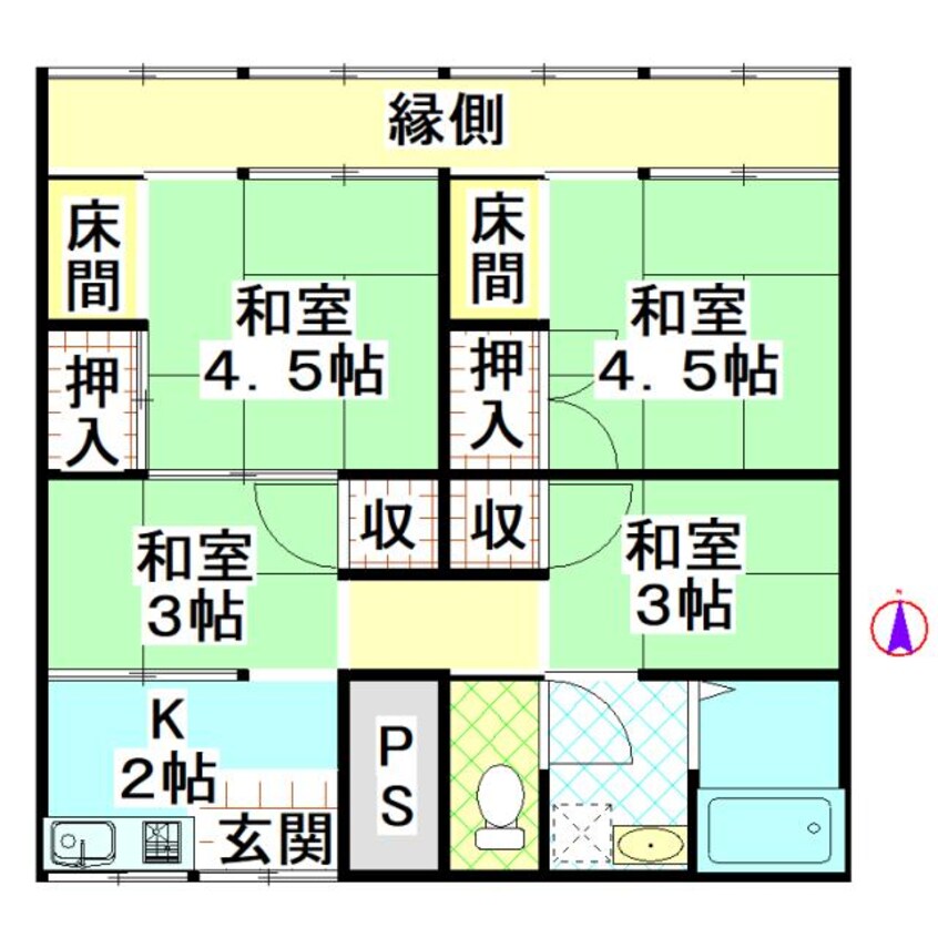 間取図 荒殿天神貸家（平屋）