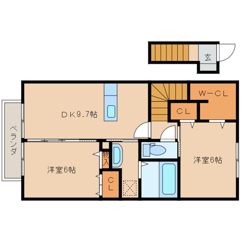 間取図 日豊本線/都城駅 徒歩22分 2階 築9年