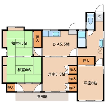 間取図 日豊本線/都城駅 徒歩34分 1階 築56年