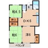 塩谷ハイツＢ棟 3DKの間取り