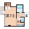 メルミューシェ 1Kの間取り