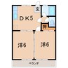 みやばハイツ 2DKの間取り