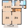 グランドール西中央Ｃ 2DKの間取り