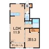 カルム・ロジュマン 1LDKの間取り