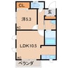 マブハイ 1LDKの間取り