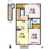 ハニーテラス 2DKの間取り