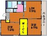 ハアラン御南 2LDKの間取り