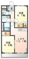 ベルグランデ高柳 2LDKの間取り