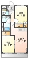 ベルグランデ高柳 2LDKの間取り