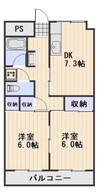 Oryza西古松 2DKの間取り