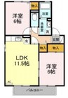 リトルバード津高　C棟 2LDKの間取り