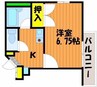 アヴェニール 1Kの間取り