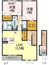 シエル　Ａ棟 2LDKの間取り