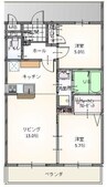 仮称）岡山平田マンション 2LDKの間取り