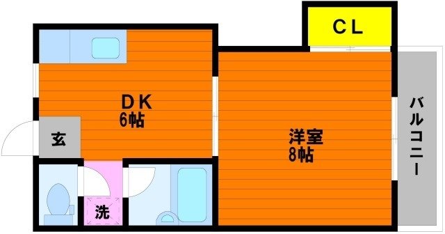 グリンベルⅣ 1DKの間取り
