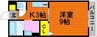 ルミエール西川原 1Kの間取り