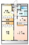 サンライズ３番館 2LDKの間取り