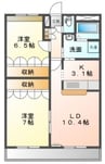 サンライズ３番館 2LDKの間取り