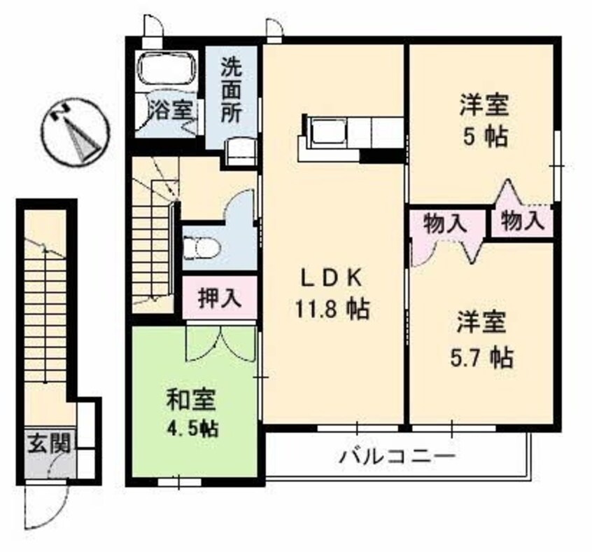 間取図 ピナクル・国富　２番館