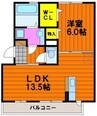 シェーン　ネーベル　Ａ棟 1LDKの間取り