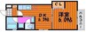 ホワイトグレース律奈 1DKの間取り
