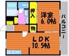 シティパレス西崎PartⅡＡ棟 1LDKの間取り