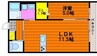 陽だまりハイツ奥田 1LDKの間取り