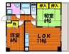 明日香マンション 2LDKの間取り