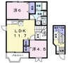 ソレイユ．Ｎ　Ｃ 2LDKの間取り