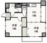ウッドコート医大南 2DKの間取り