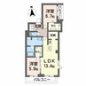 リヴィエール津島 2LDKの間取り