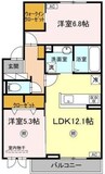 ホワイエ西川原 2LDKの間取り