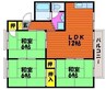 コーポアルザス　Ａ 3LDKの間取り