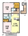 ラウレア福田　A棟 2LDKの間取り