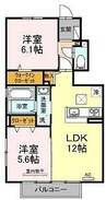 ウィステみやまえ 2LDKの間取り