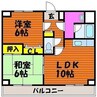 アリベ国富 2LDKの間取り