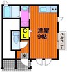 タウンコートB棟 1Rの間取り