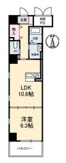 ウエストサイド岡山 1LDKの間取り