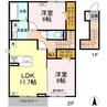 ホワイエ国富 2LDKの間取り
