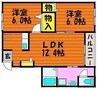 ベルリード今在家Ｂ棟 2LDKの間取り
