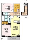 グランツ長岡 2LDKの間取り