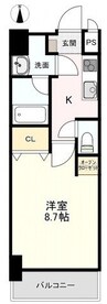 柳町CORAL 1Kの間取り